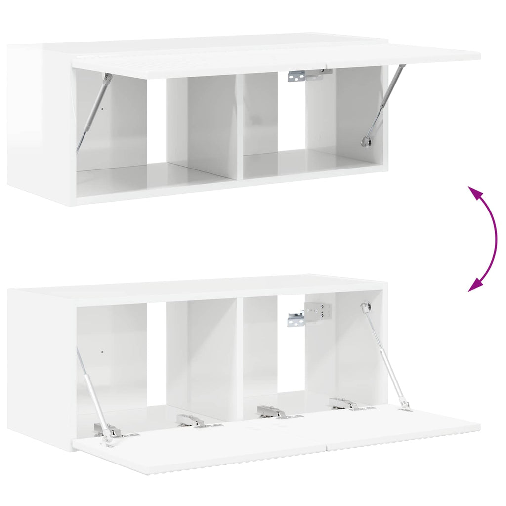 Conjunto de mueble para TV de pared 4 pcs brillante