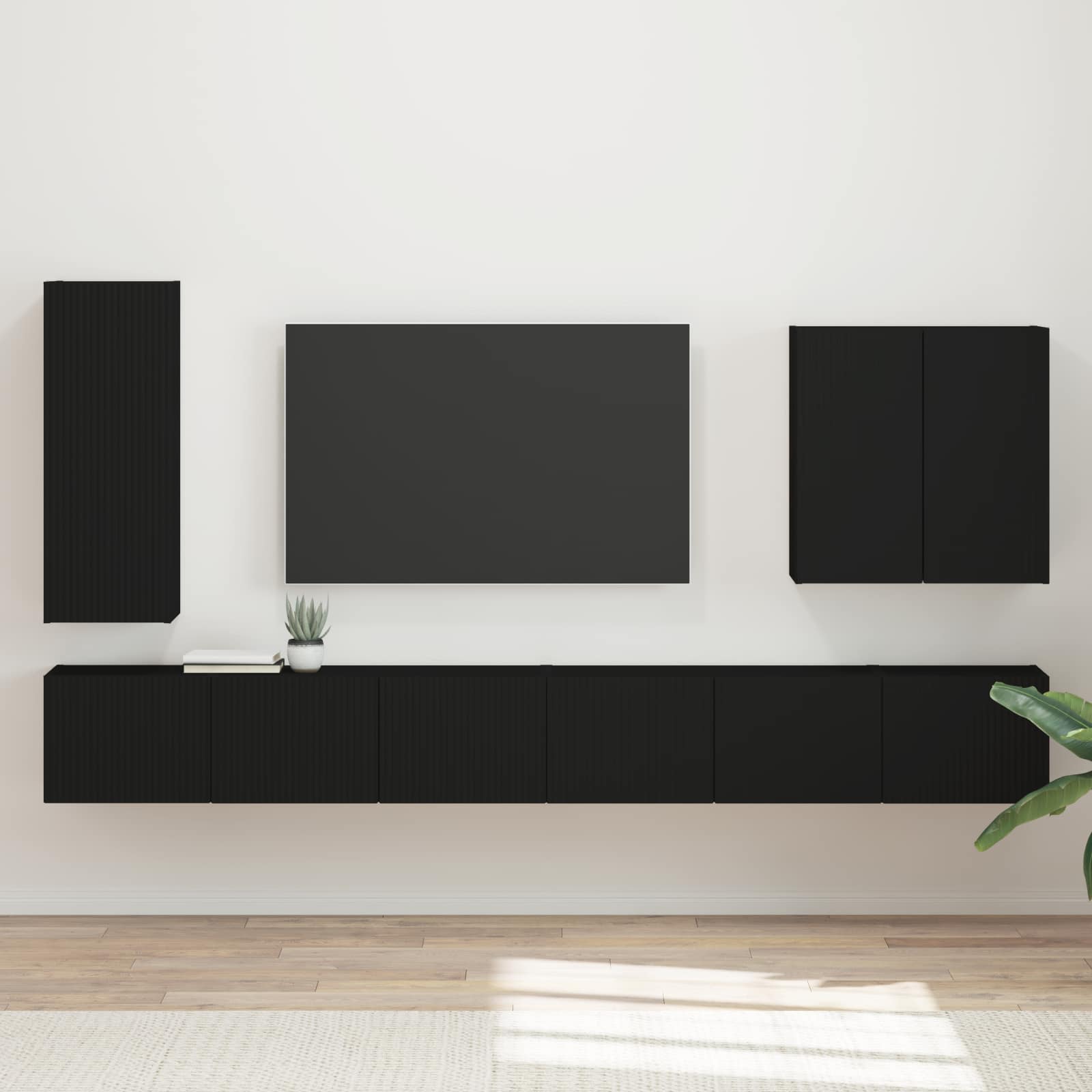 Conjunto de mueble para TV de pared 6 pcs brillante