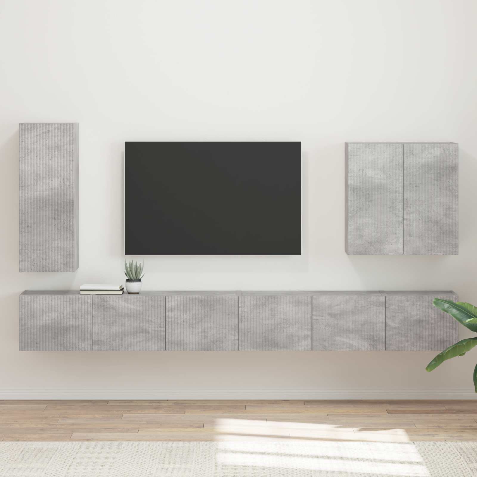 Conjunto de mueble para TV de pared 6 pcs brillante