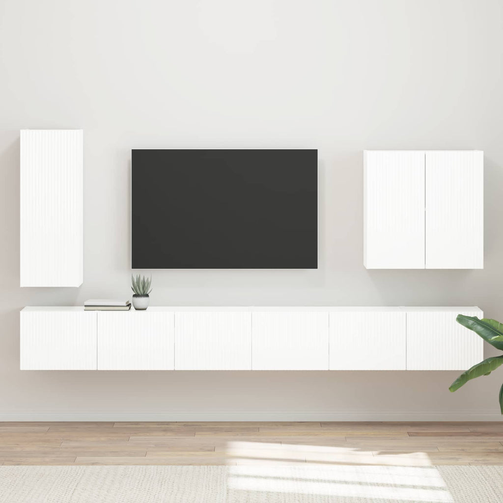 Conjunto de mueble para TV de pared 6 pcs brillante