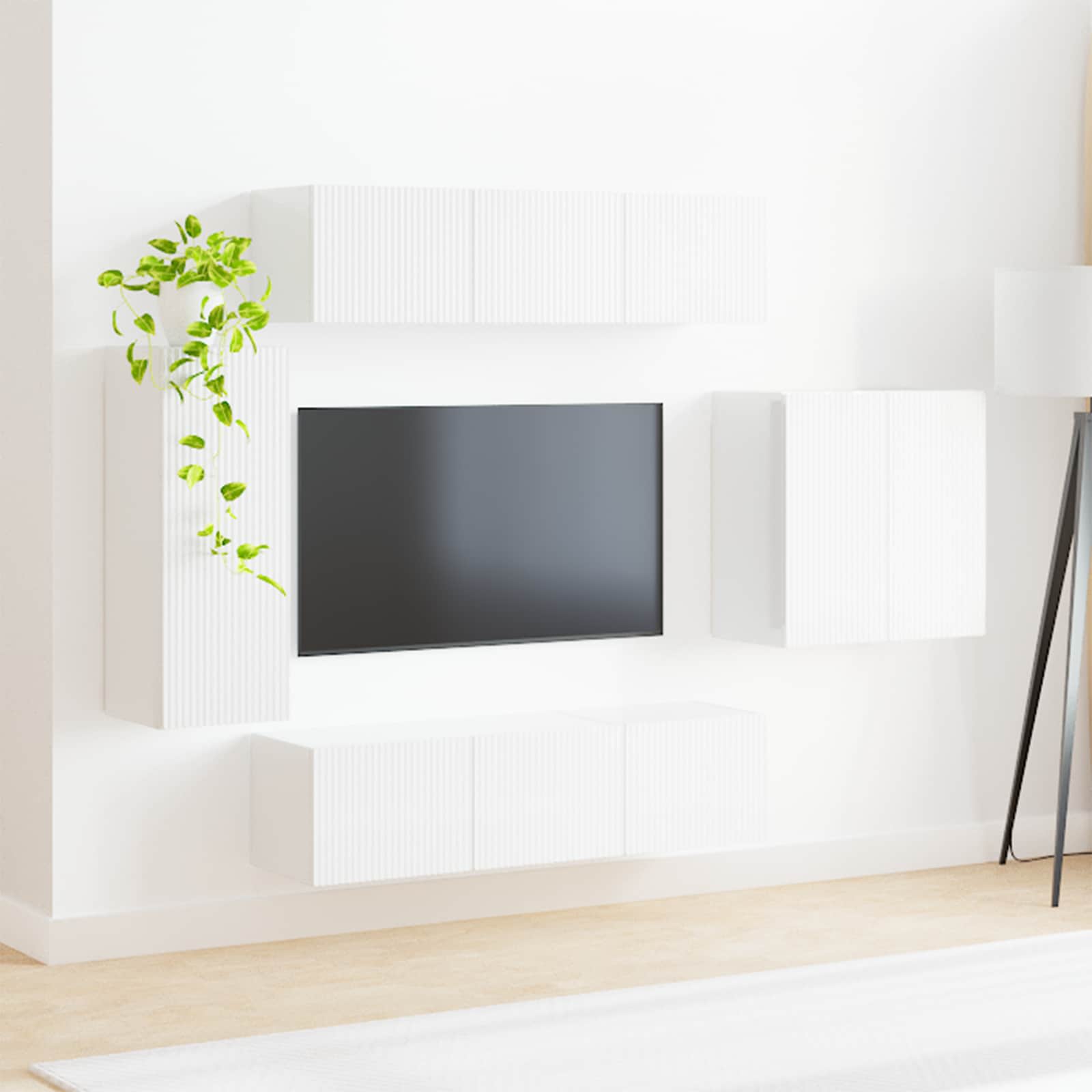 Conjunto de mueble para TV de pared 6 pcs brillante