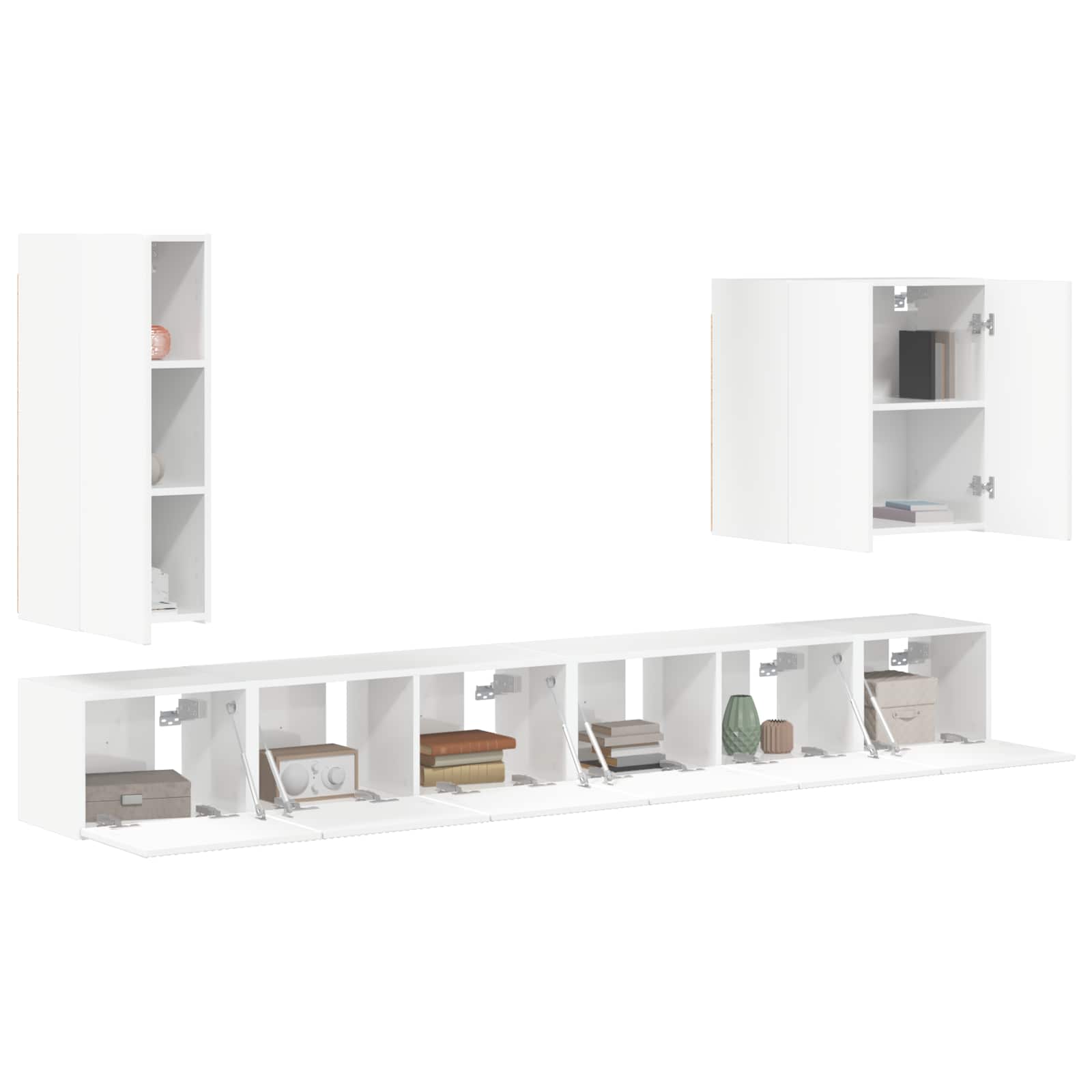 Conjunto de mueble para TV de pared 6 pcs brillante
