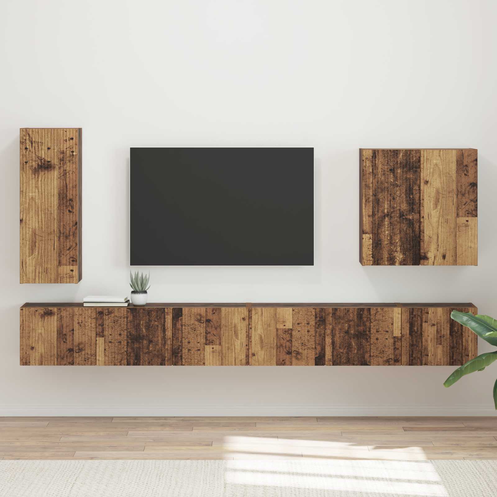 Conjunto de mueble para TV de pared 6 pcs brillante