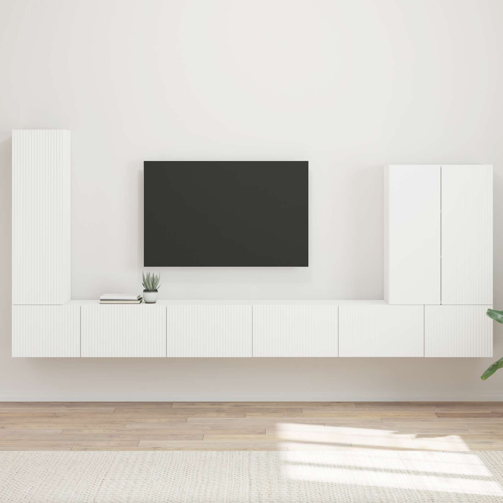 Conjunto de mueble para TV de pared 6 pcs brillante