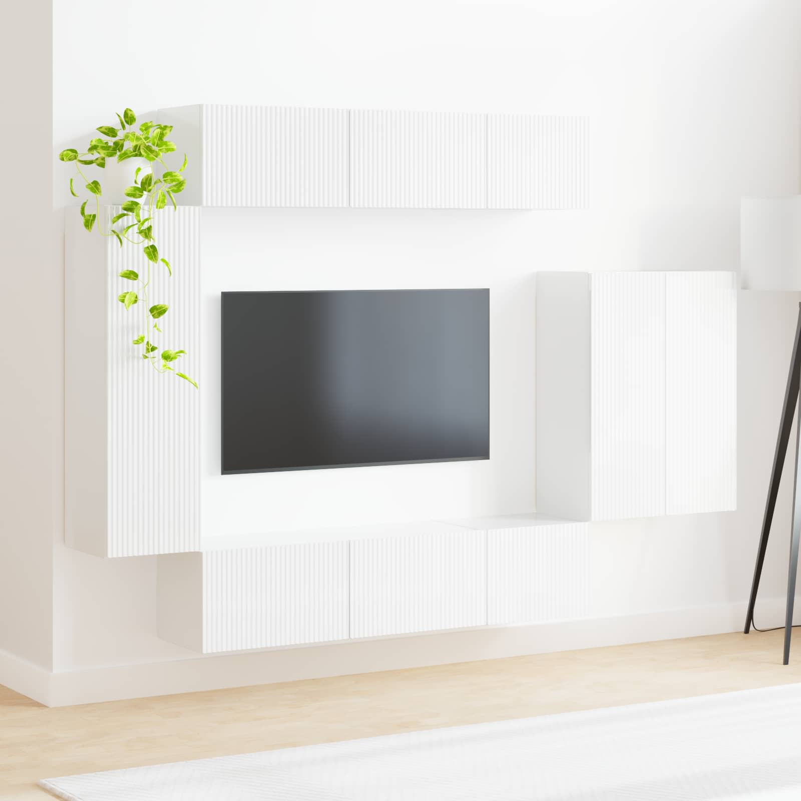 Conjunto de mueble para TV de pared 6 pcs brillante