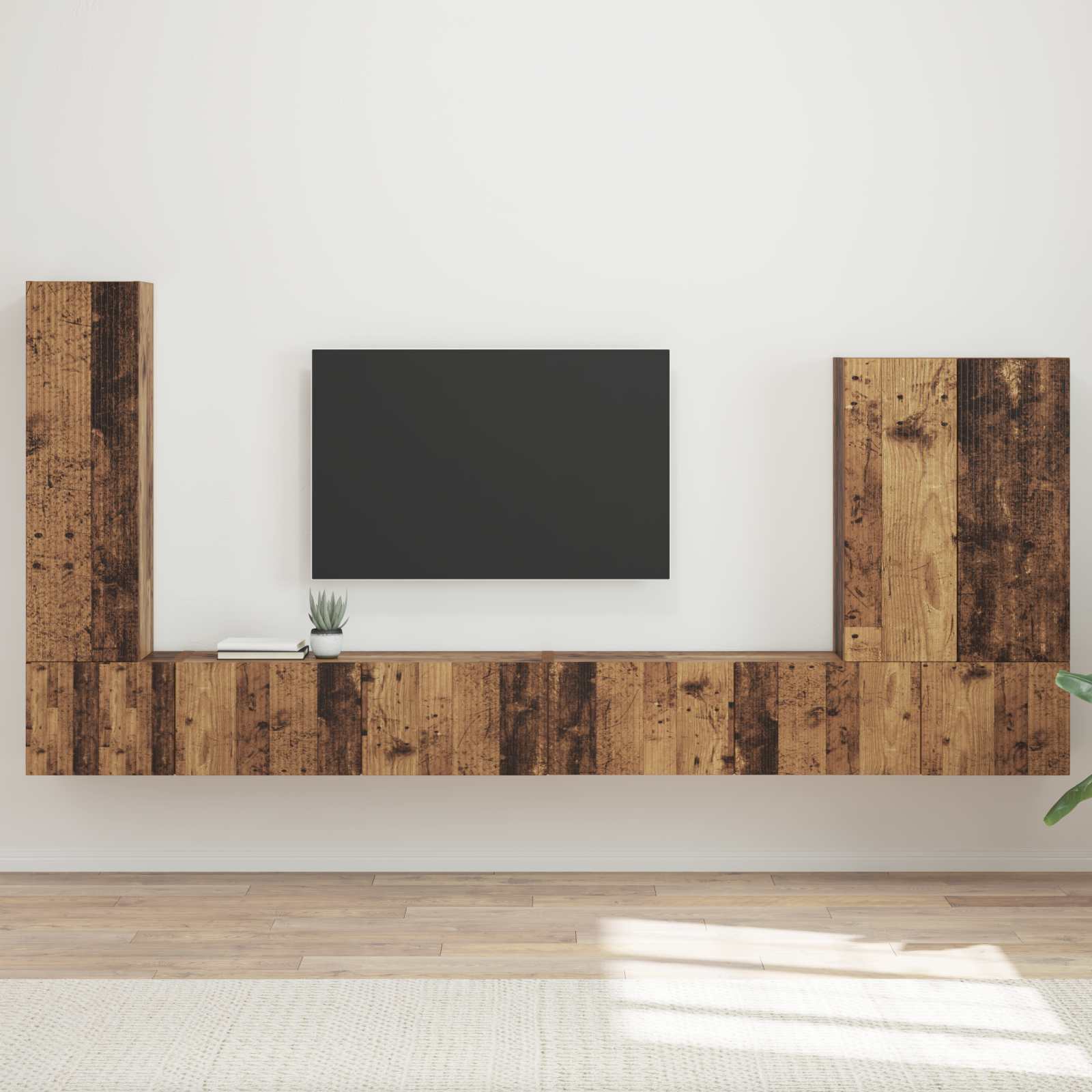 Conjunto de mueble para TV de pared 6 pcs brillante