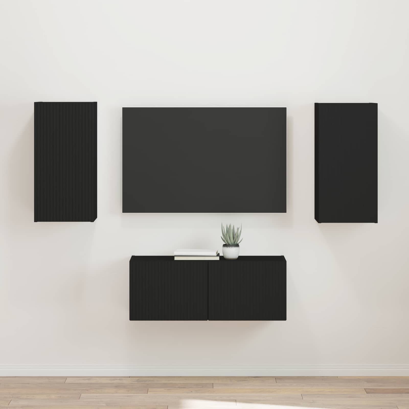 Conjunto de mueble de TV 2 pcs brillante Madera de ingeniería