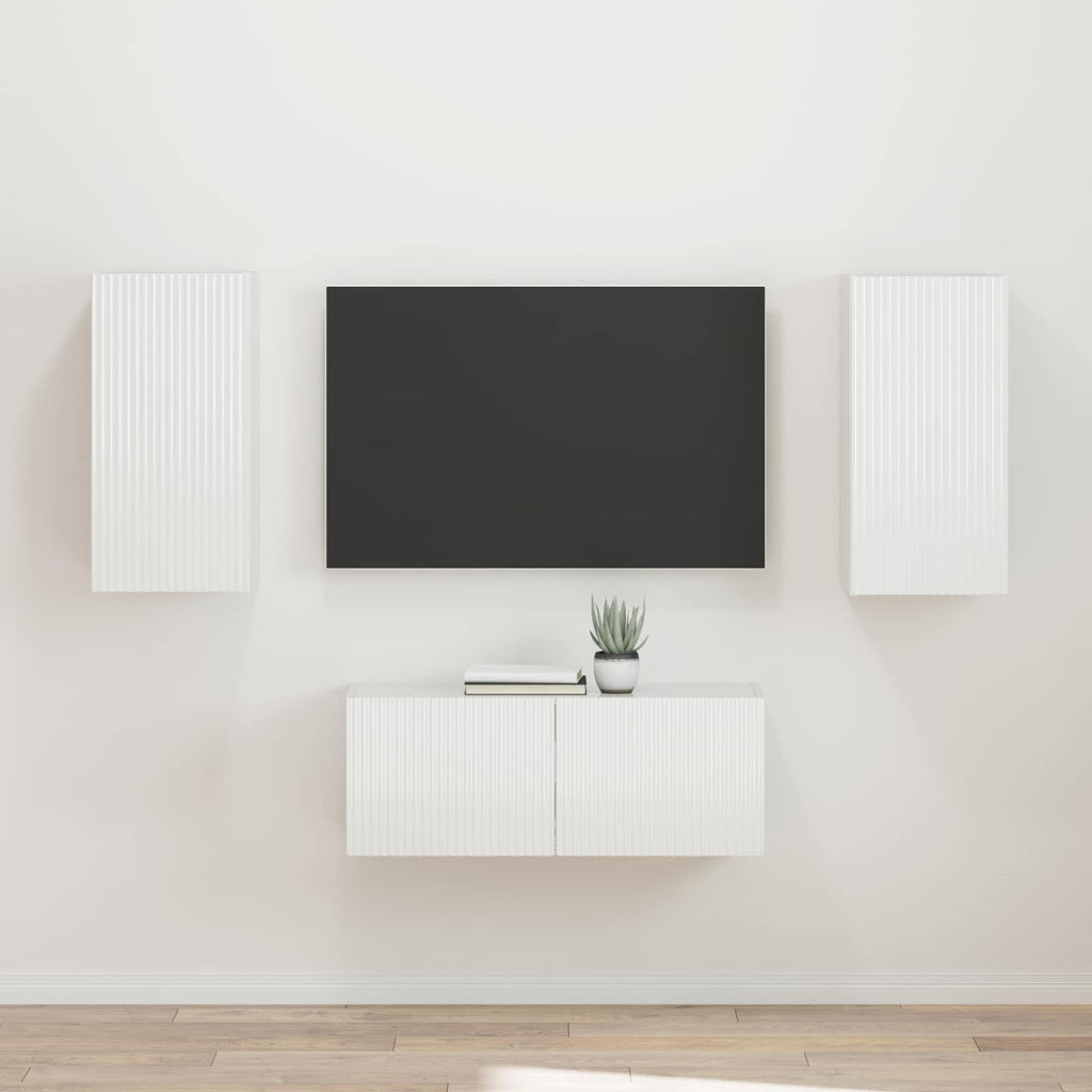 Conjunto de mueble de TV 2 pcs brillante Madera de ingeniería