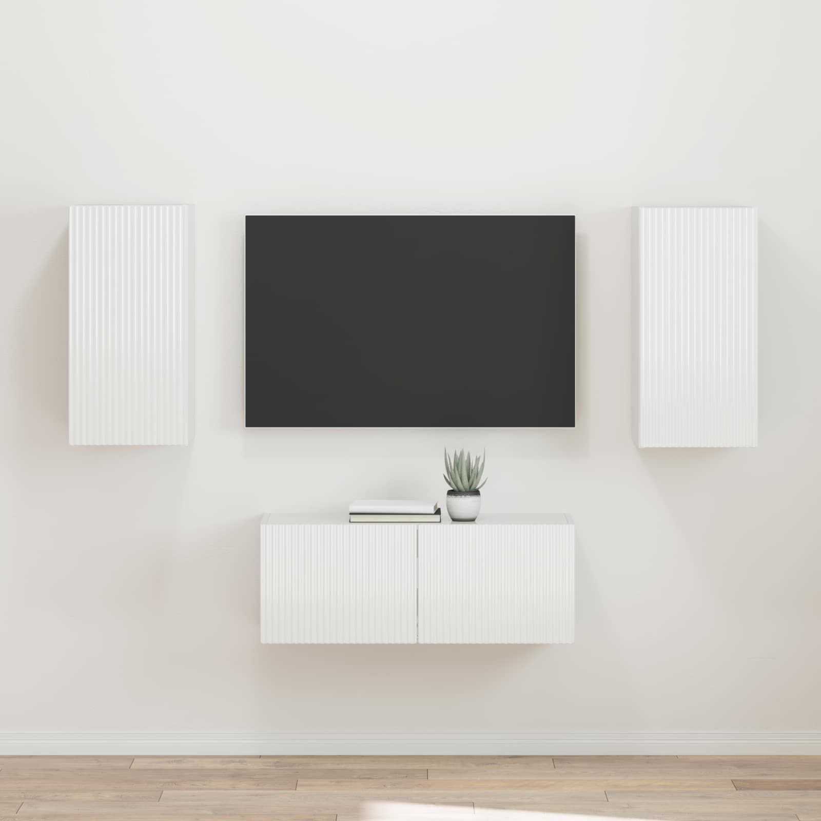 Conjunto de mueble de TV 2 pcs brillante Madera de ingeniería