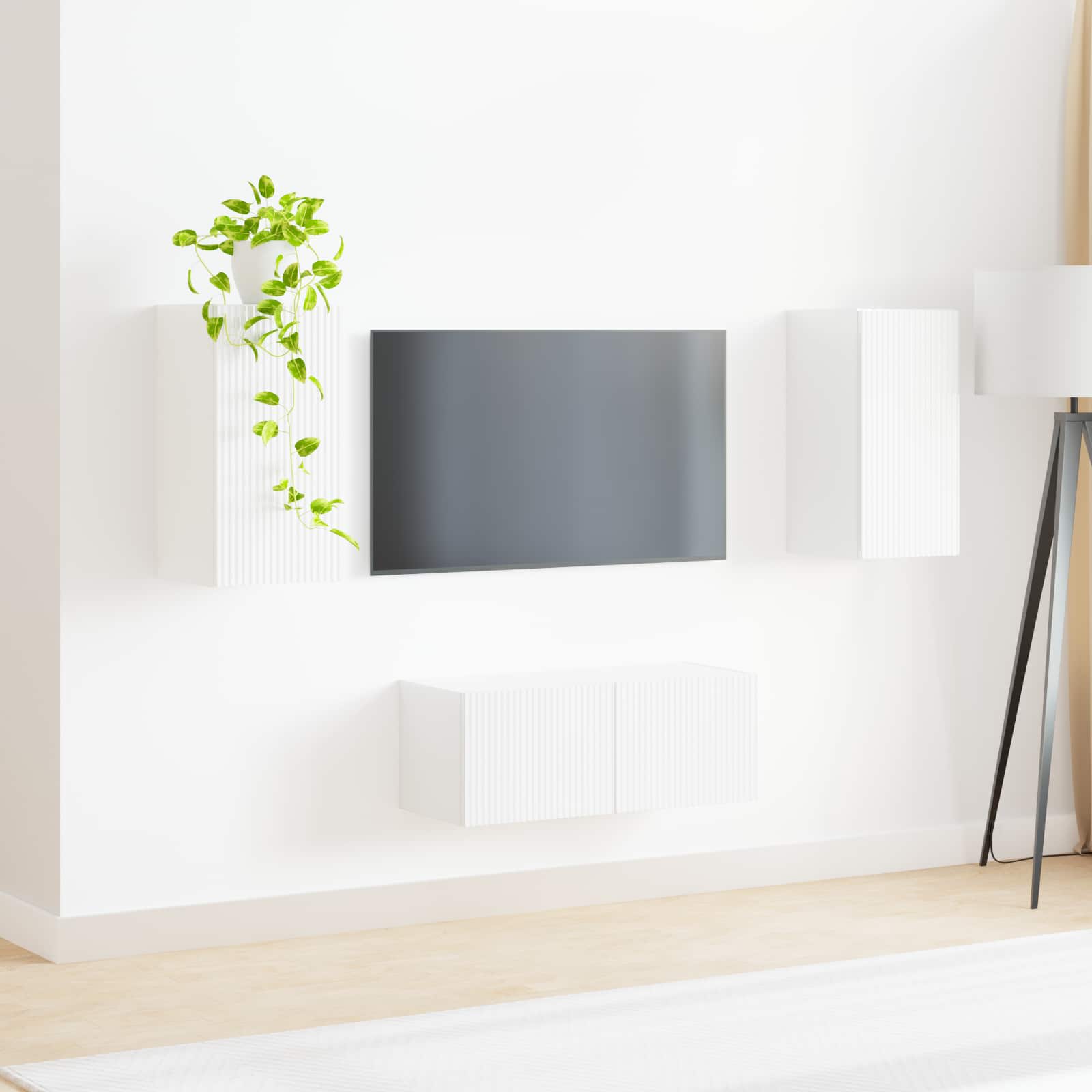 Conjunto de mueble de TV 2 pcs brillante Madera de ingeniería