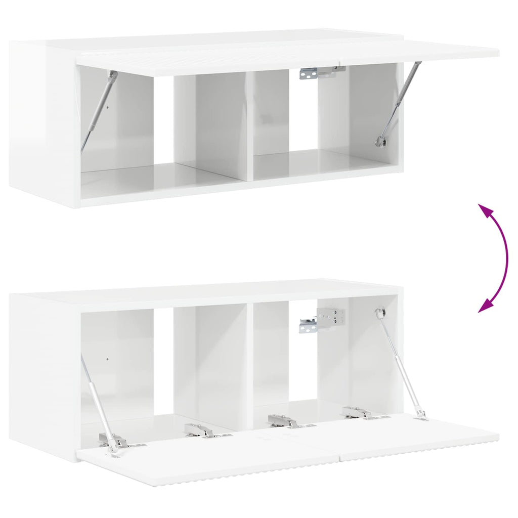 Conjunto de mueble de TV 2 pcs brillante Madera de ingeniería