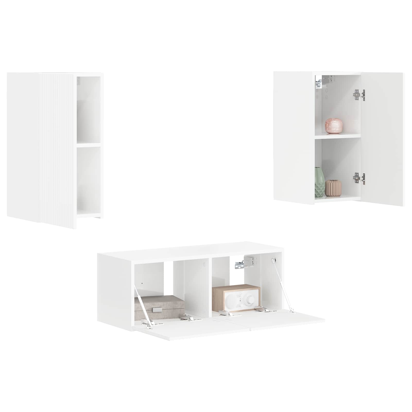 Conjunto de mueble de TV 2 pcs brillante Madera de ingeniería