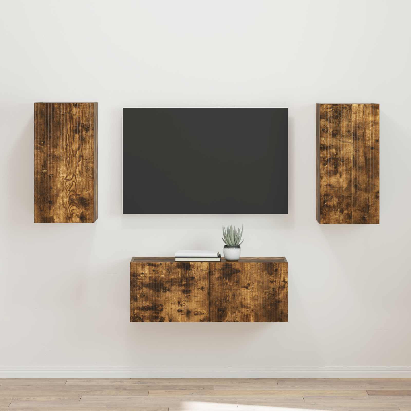 Conjunto de mueble de TV 2 pcs brillante Madera de ingeniería