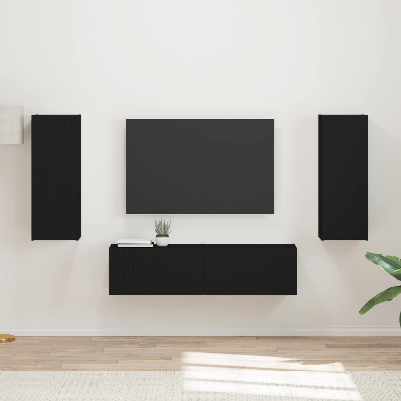 Conjunto de mueble de TV 2 pcs brillante Madera de ingeniería