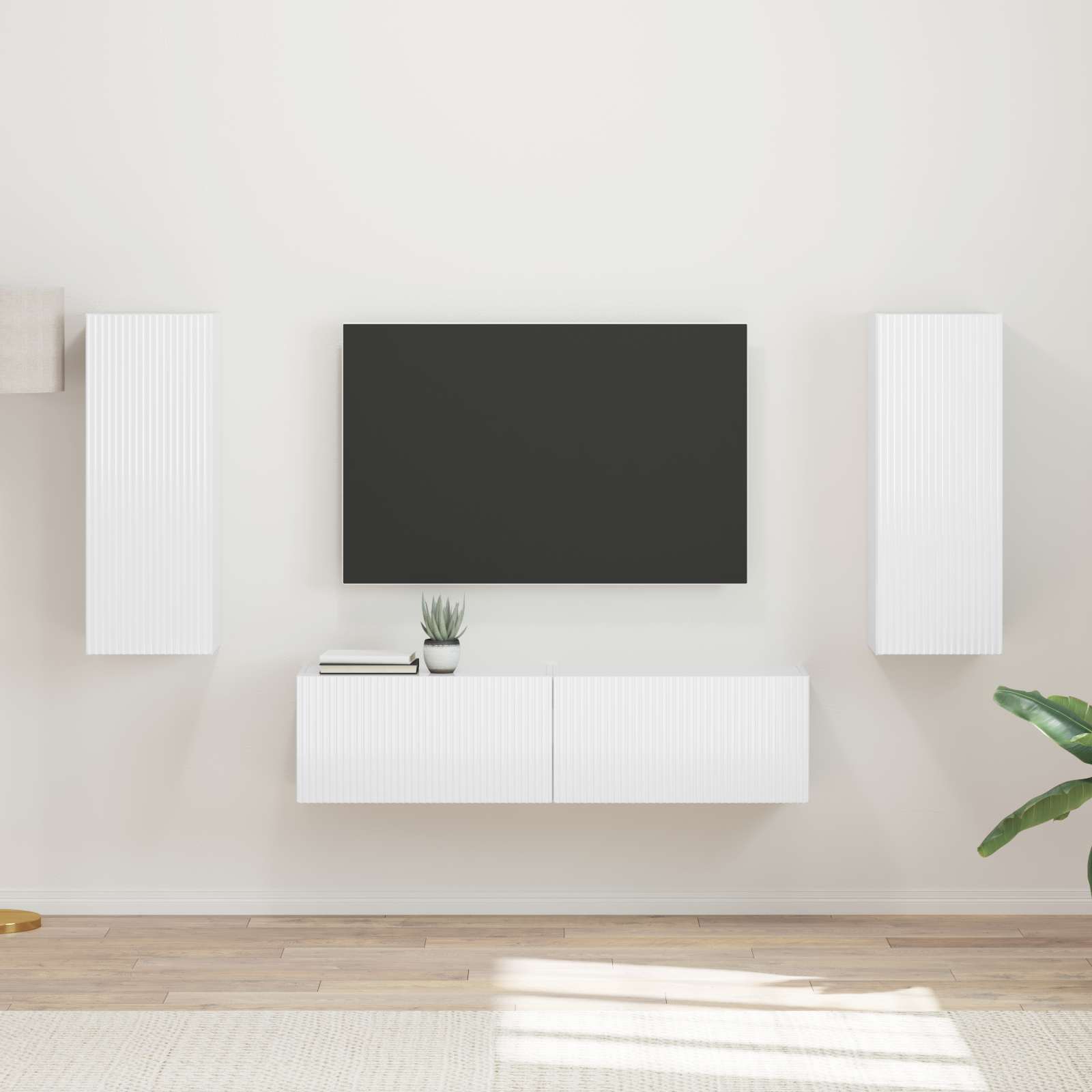 Conjunto de mueble de TV 2 pcs brillante Madera de ingeniería