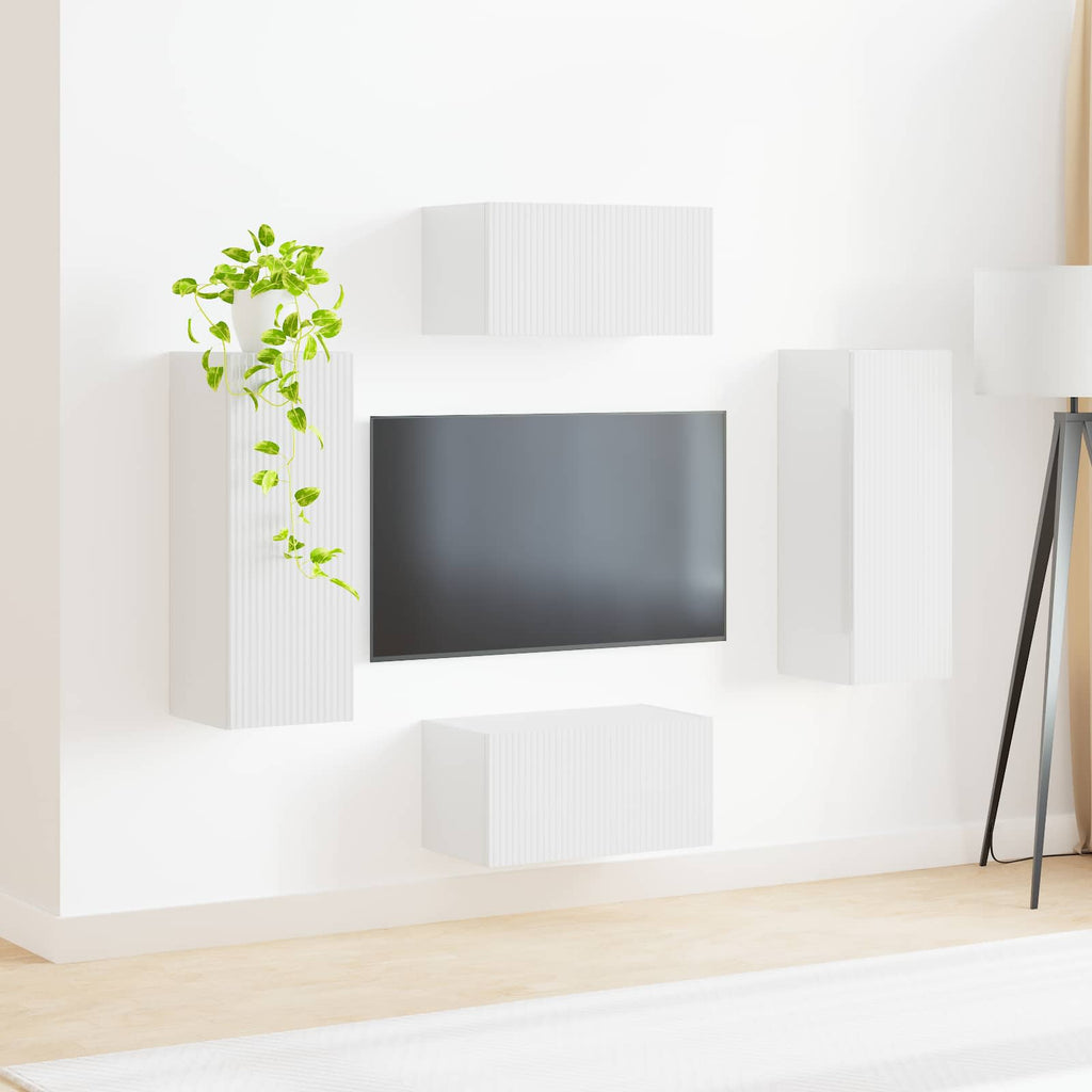 Conjunto de mueble de TV 2 pcs brillante Madera de ingeniería