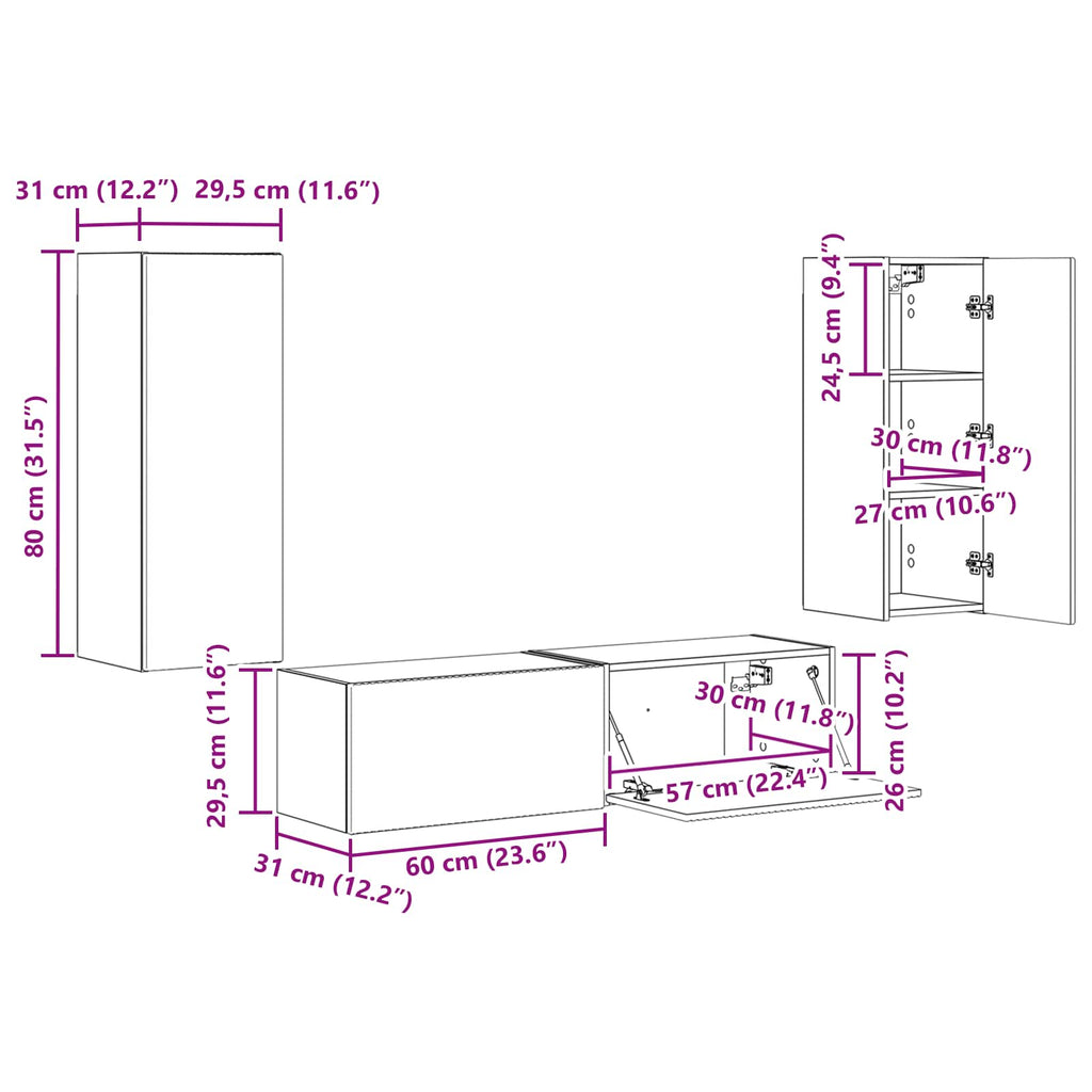 Conjunto de mueble de TV 2 pcs brillante Madera de ingeniería