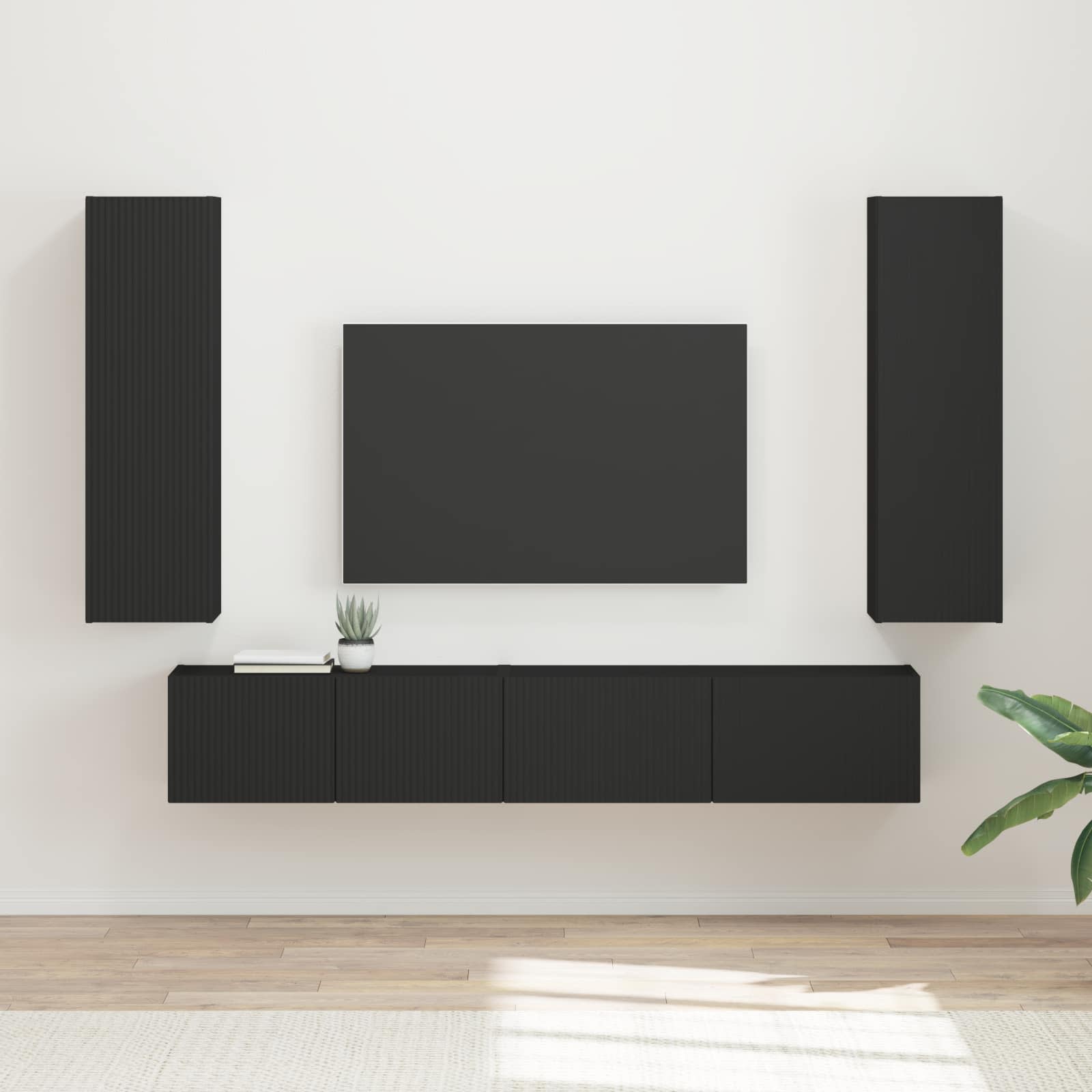 Conjunto de mueble de TV 3 pcs brillante Madera de ingeniería