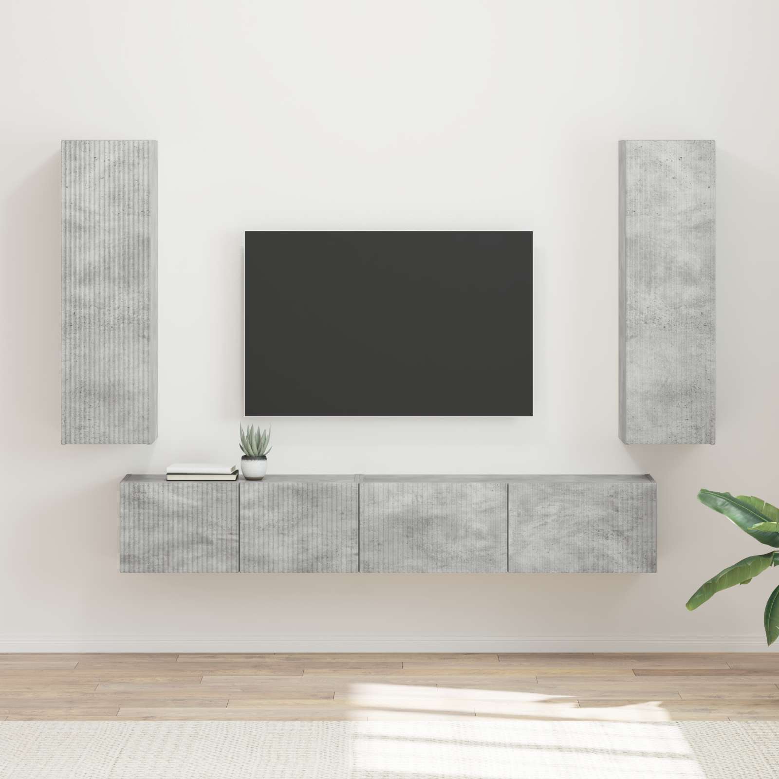 Conjunto de mueble de TV 3 pcs brillante Madera de ingeniería