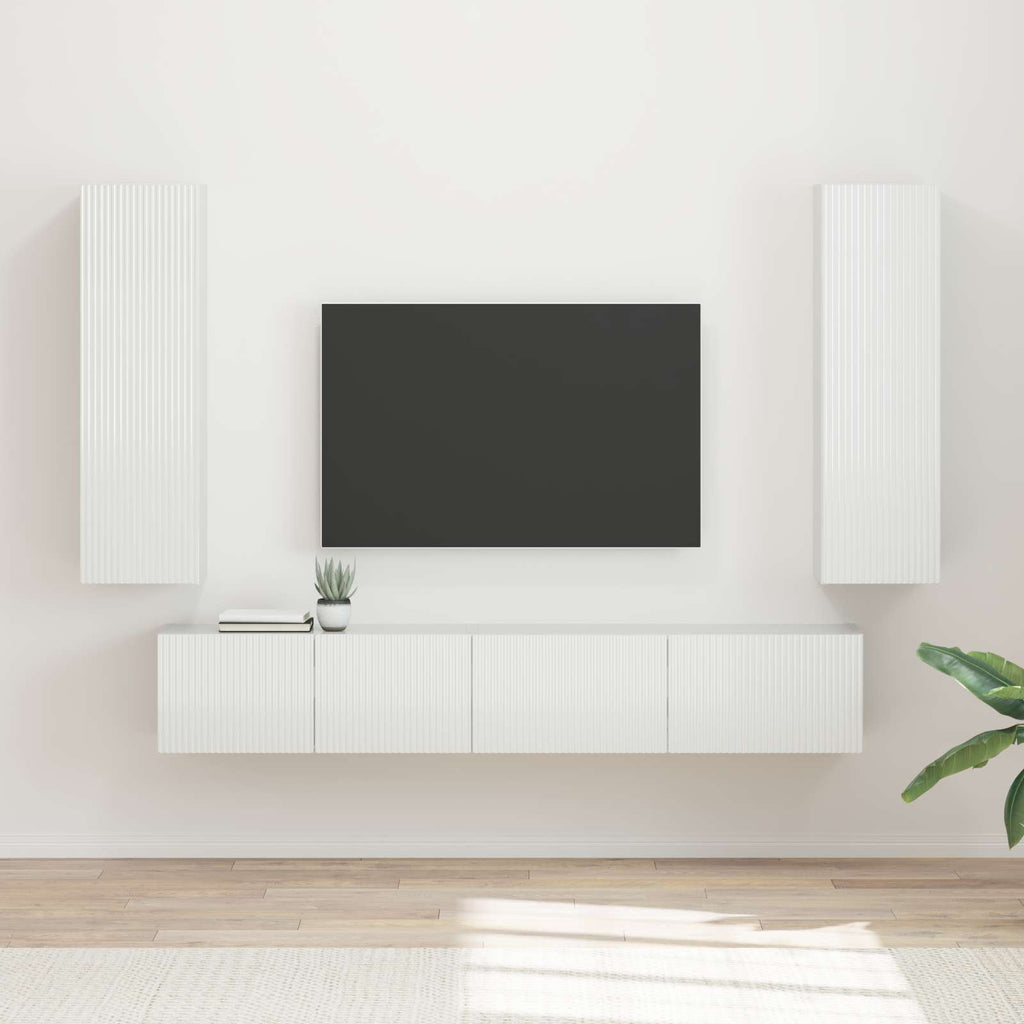 Conjunto de mueble de TV 3 pcs brillante Madera de ingeniería