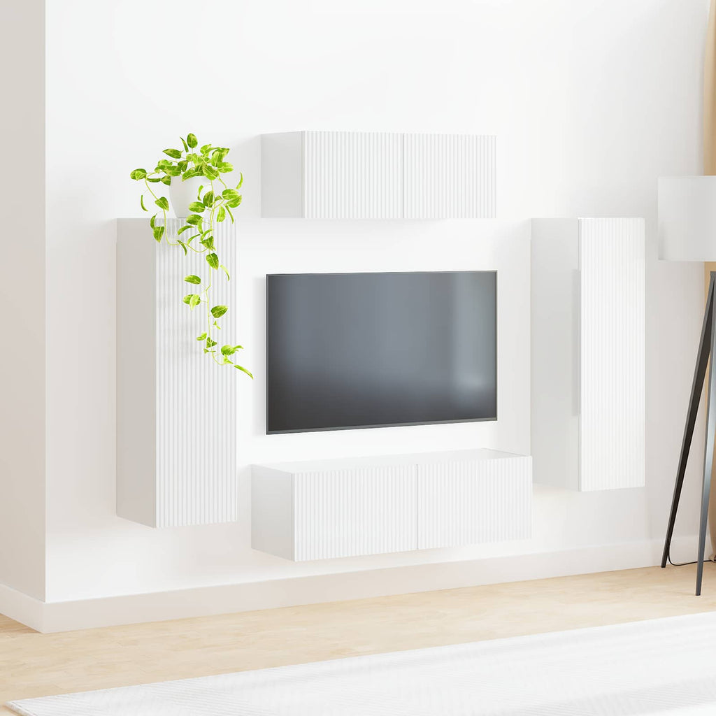 Conjunto de mueble de TV 3 pcs brillante Madera de ingeniería