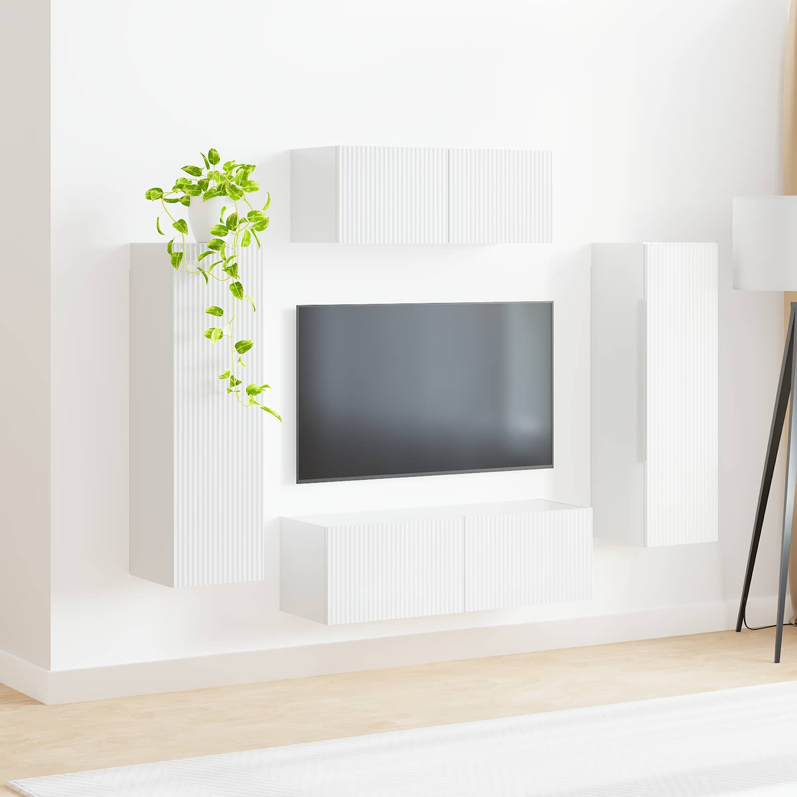 Conjunto de mueble de TV 3 pcs brillante Madera de ingeniería