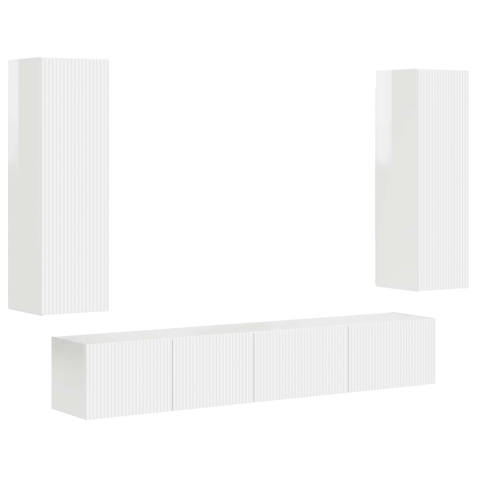 Conjunto de mueble de TV 3 pcs brillante Madera de ingeniería