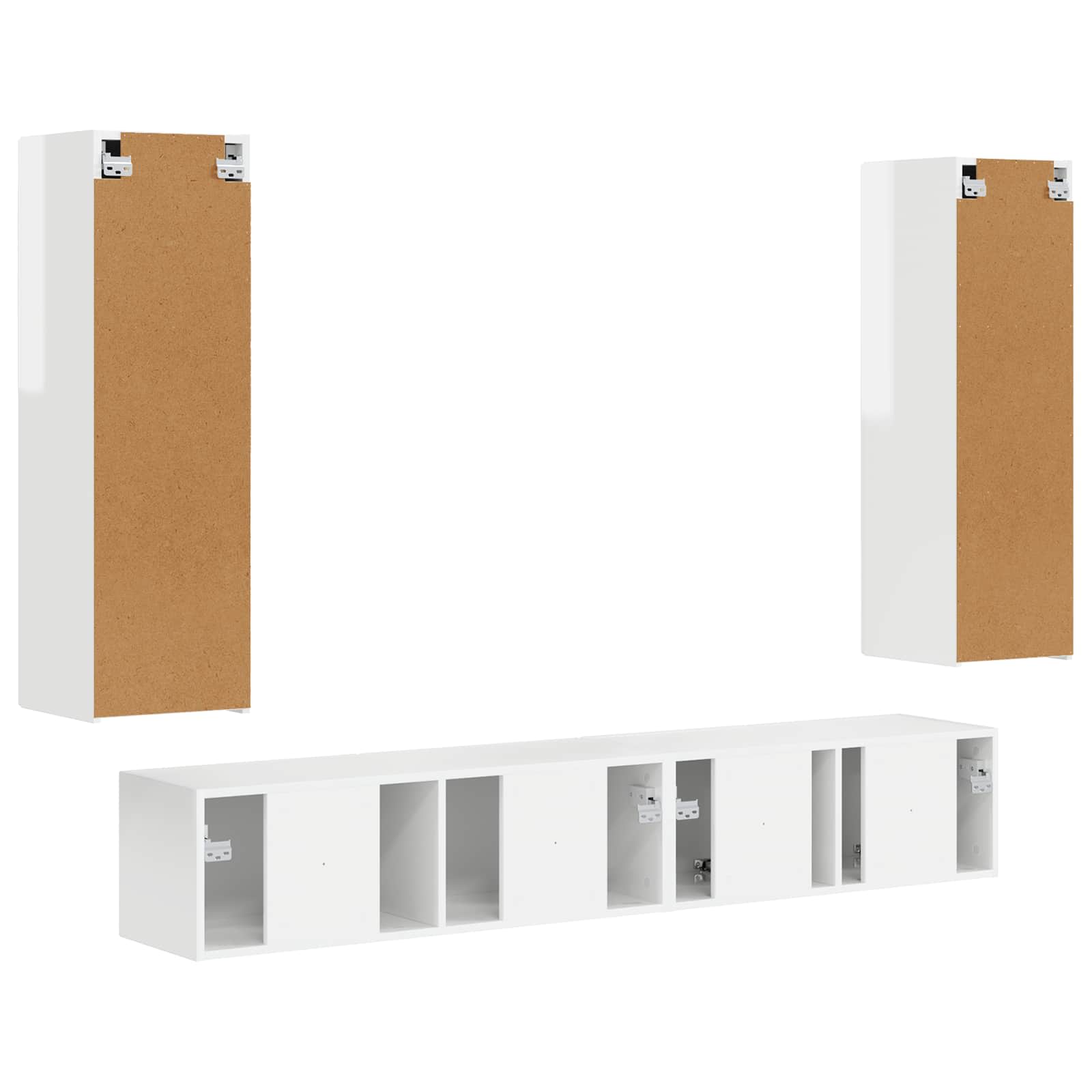 Conjunto de mueble de TV 3 pcs brillante Madera de ingeniería