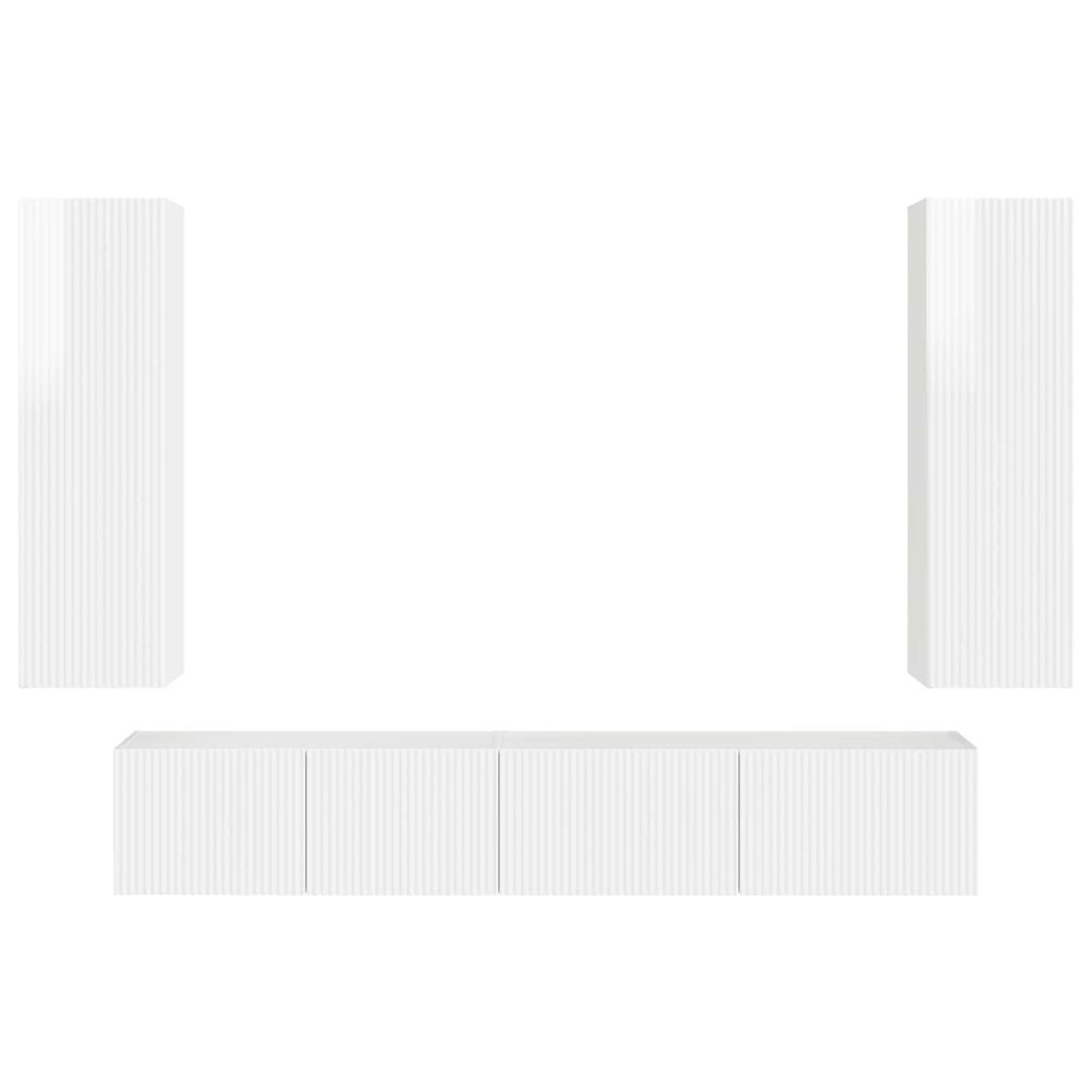Conjunto de mueble de TV 3 pcs brillante Madera de ingeniería