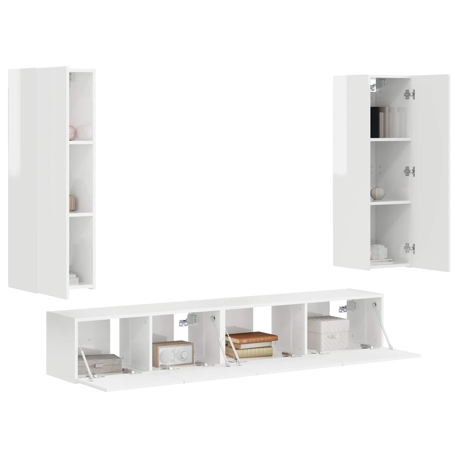 Conjunto de mueble de TV 3 pcs brillante Madera de ingeniería