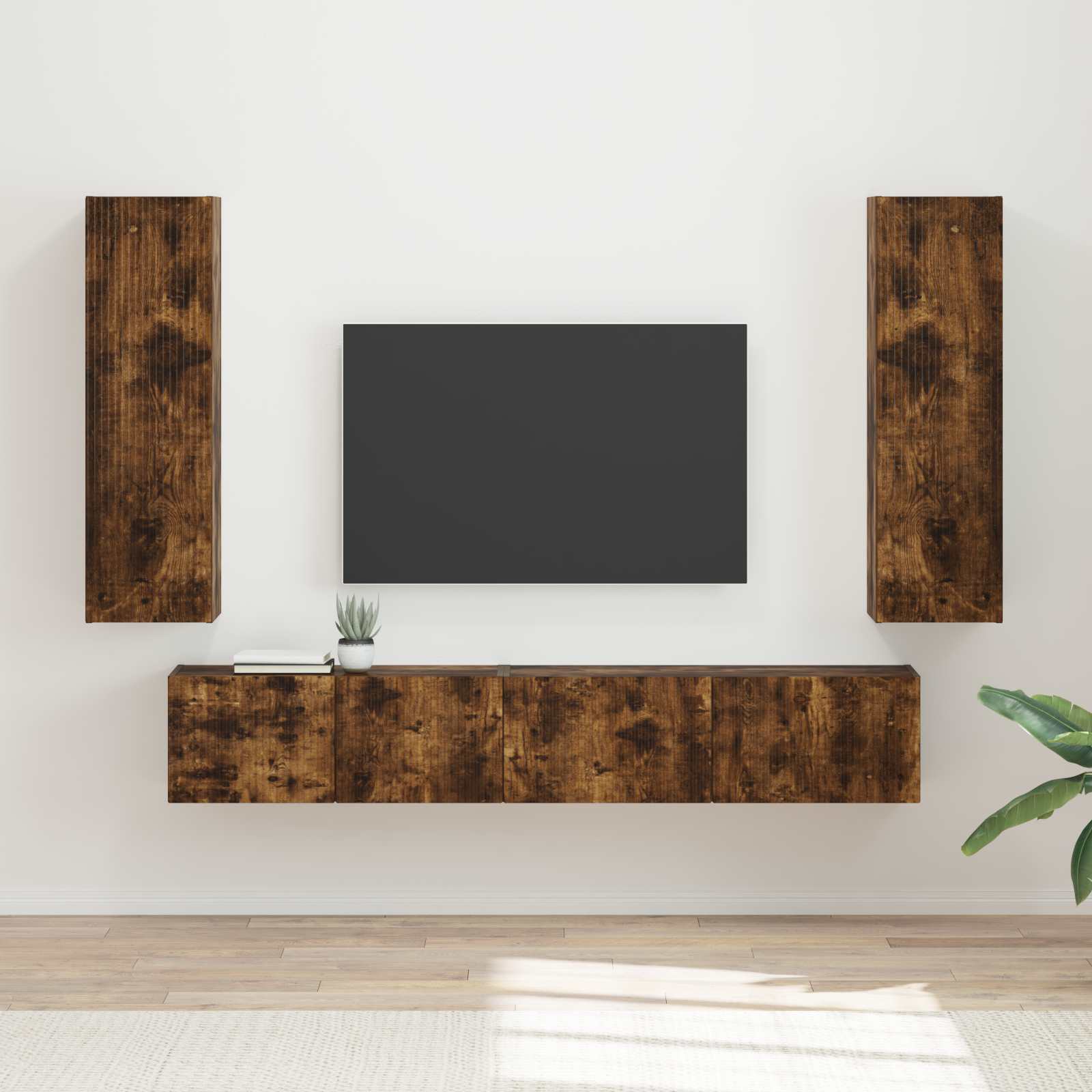 Conjunto de mueble de TV 3 pcs brillante Madera de ingeniería