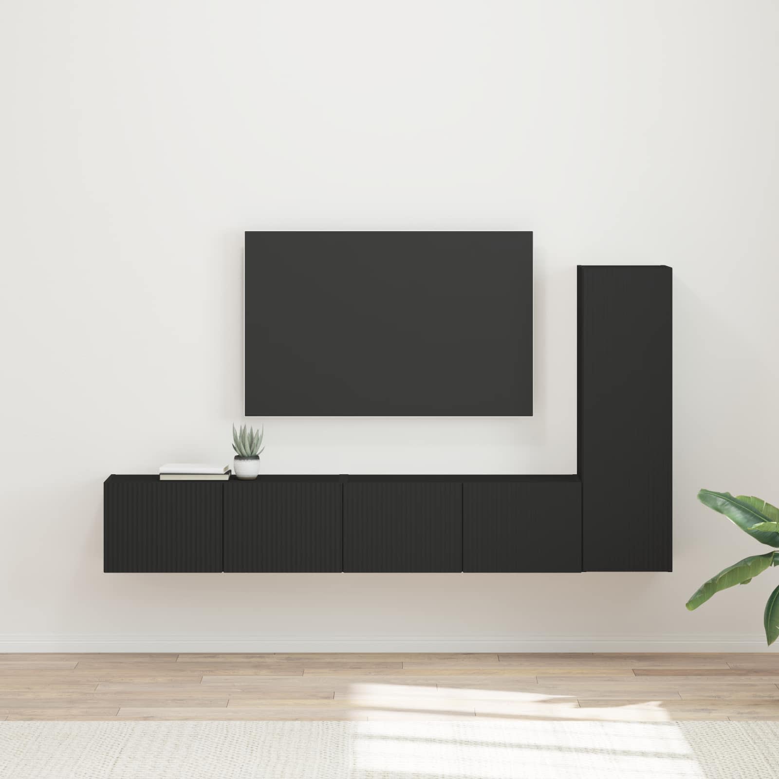 Conjunto de mueble de TV 3 pcs brillante Madera de ingeniería