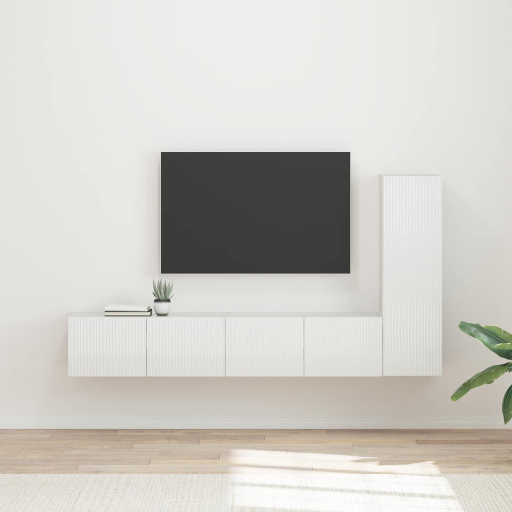 Conjunto de mueble de TV 3 pcs brillante Madera de ingeniería