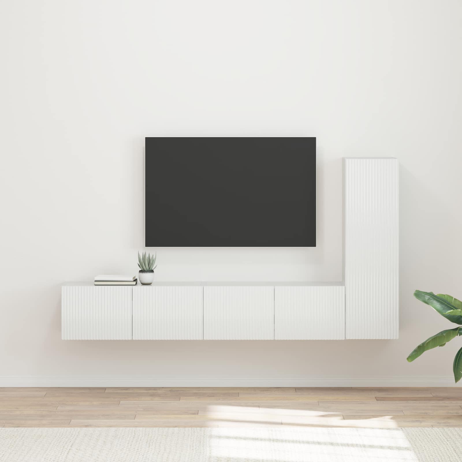 Conjunto de mueble de TV 3 pcs brillante Madera de ingeniería