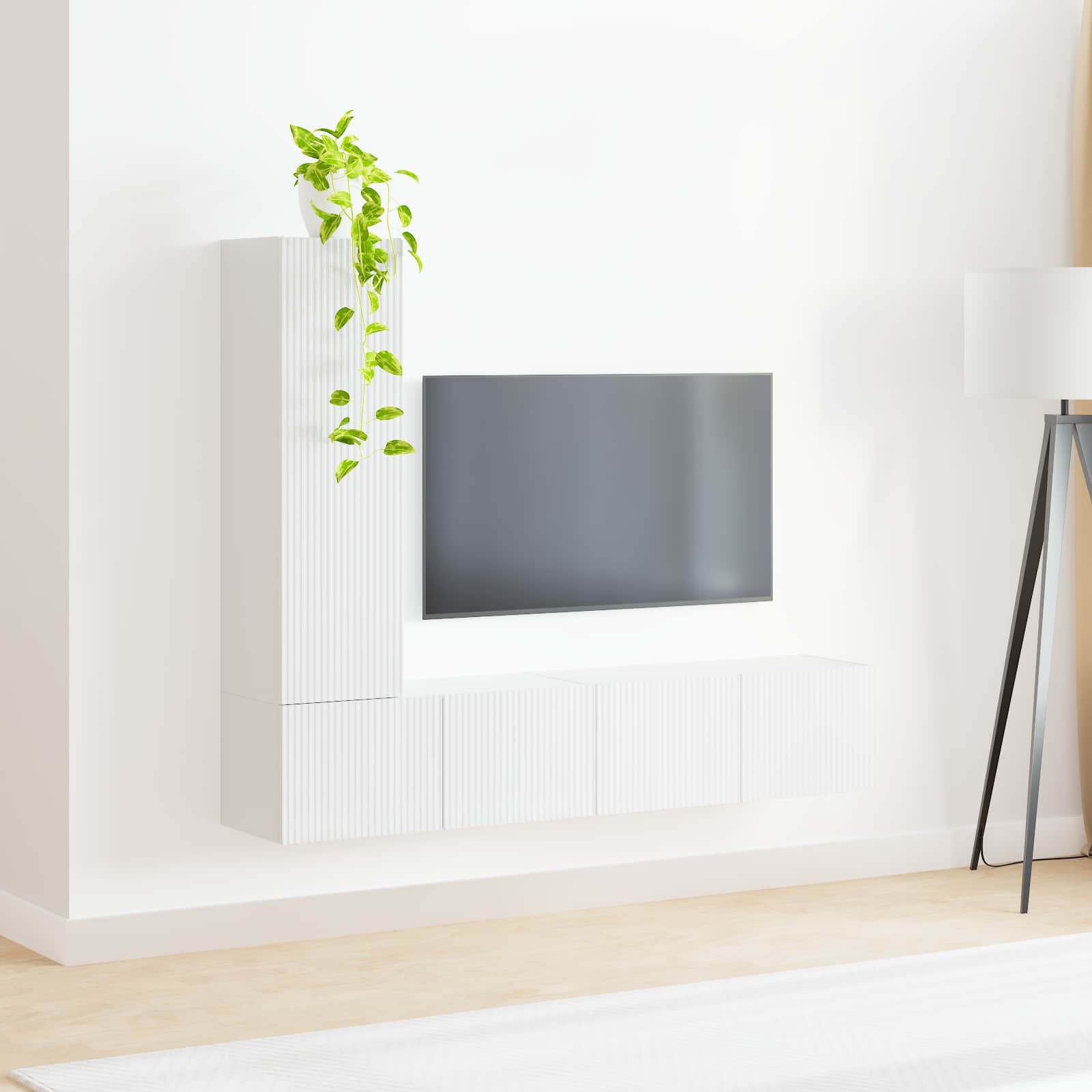 Conjunto de mueble de TV 3 pcs brillante Madera de ingeniería