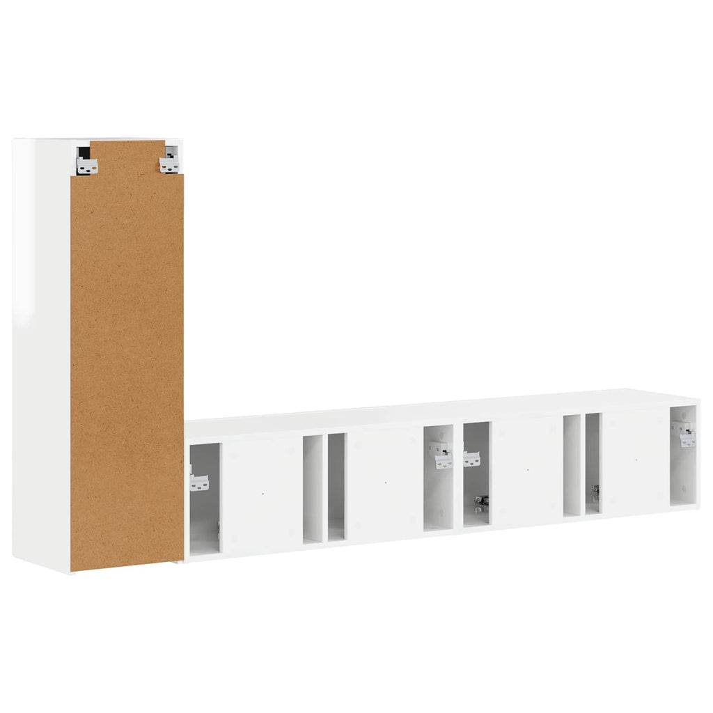 Conjunto de mueble de TV 3 pcs brillante Madera de ingeniería