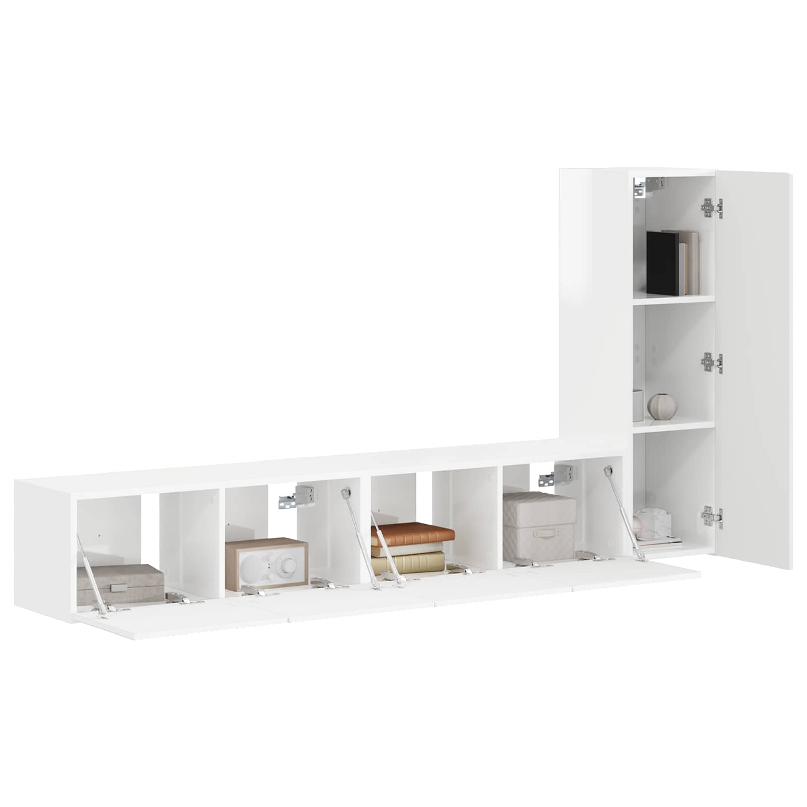 Conjunto de mueble de TV 3 pcs brillante Madera de ingeniería