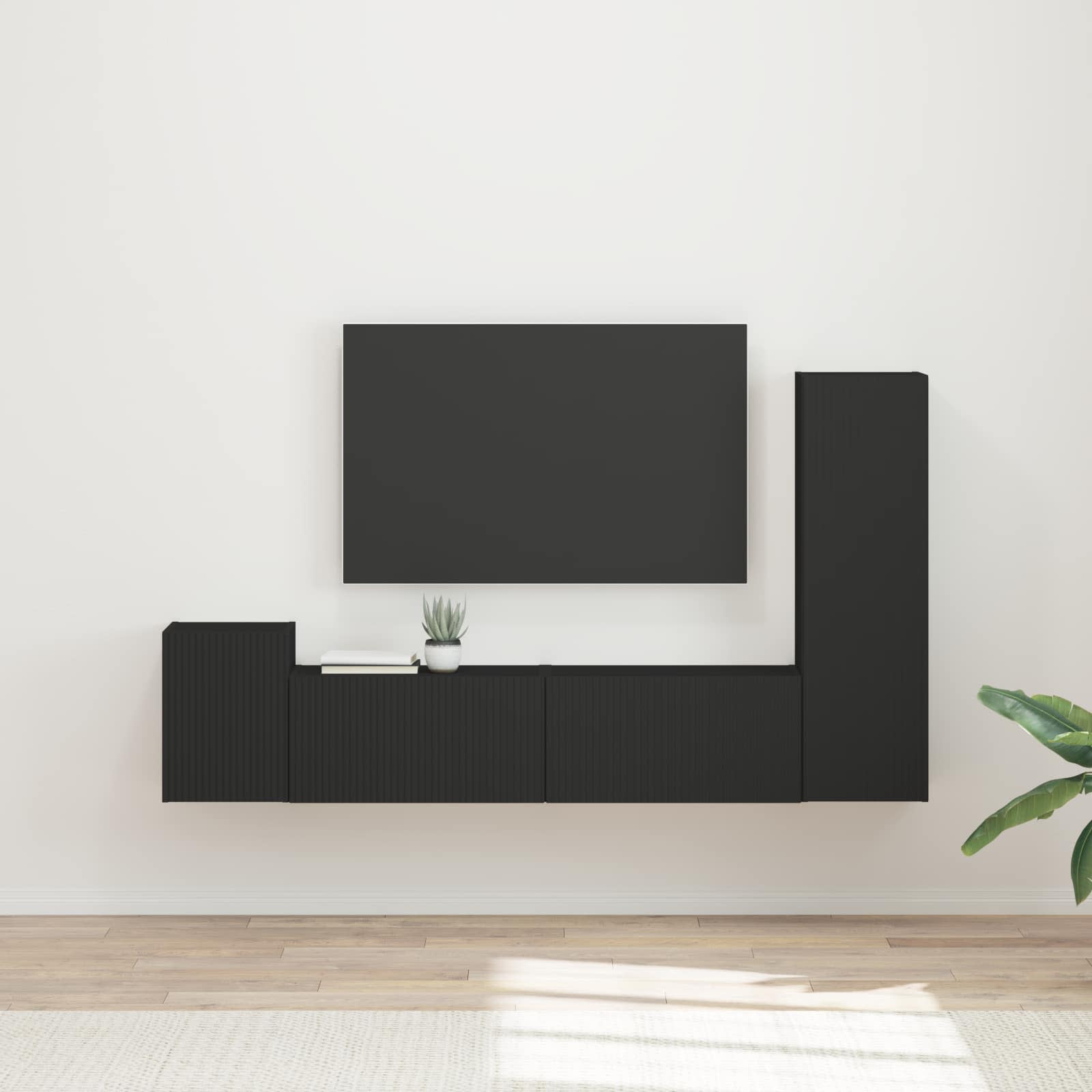 Conjunto de mueble de TV 4 pcs brillante Madera de ingeniería