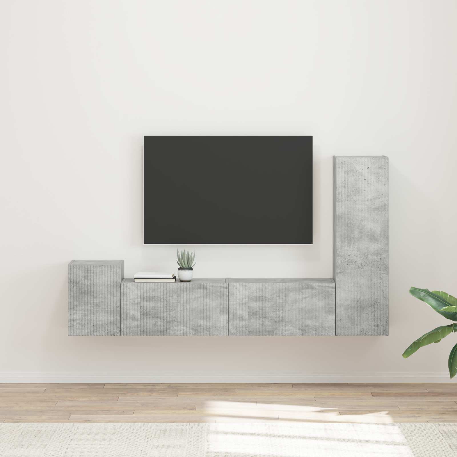 Conjunto de mueble de TV 4 pcs brillante Madera de ingeniería