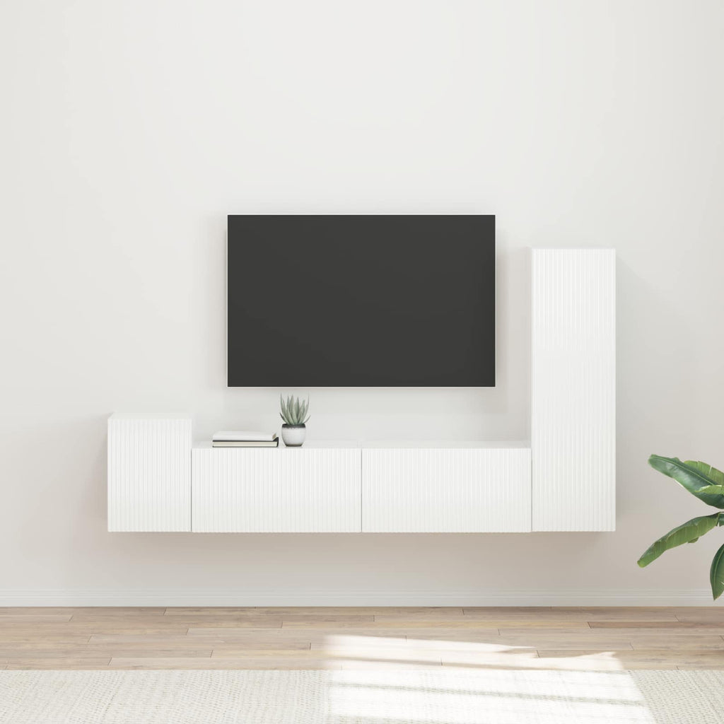 Conjunto de mueble de TV 4 pcs brillante Madera de ingeniería