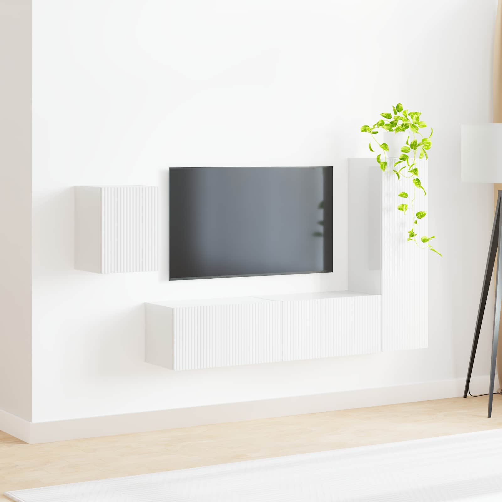 Conjunto de mueble de TV 4 pcs brillante Madera de ingeniería