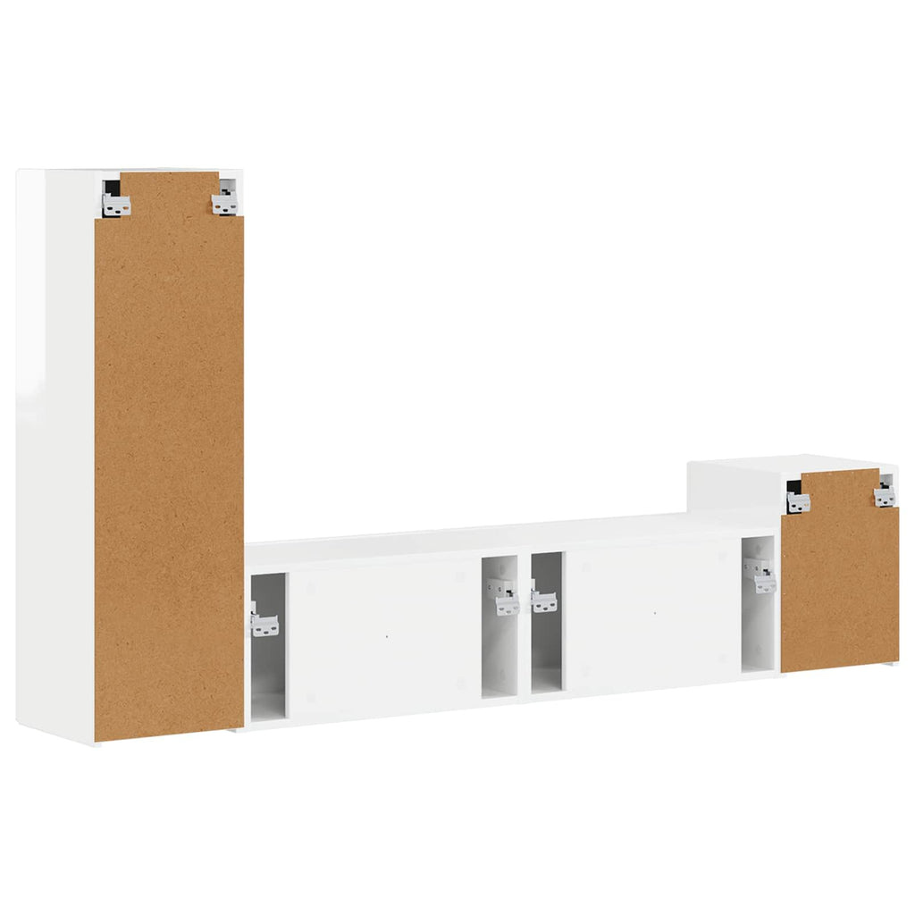 Conjunto de mueble de TV 4 pcs brillante Madera de ingeniería