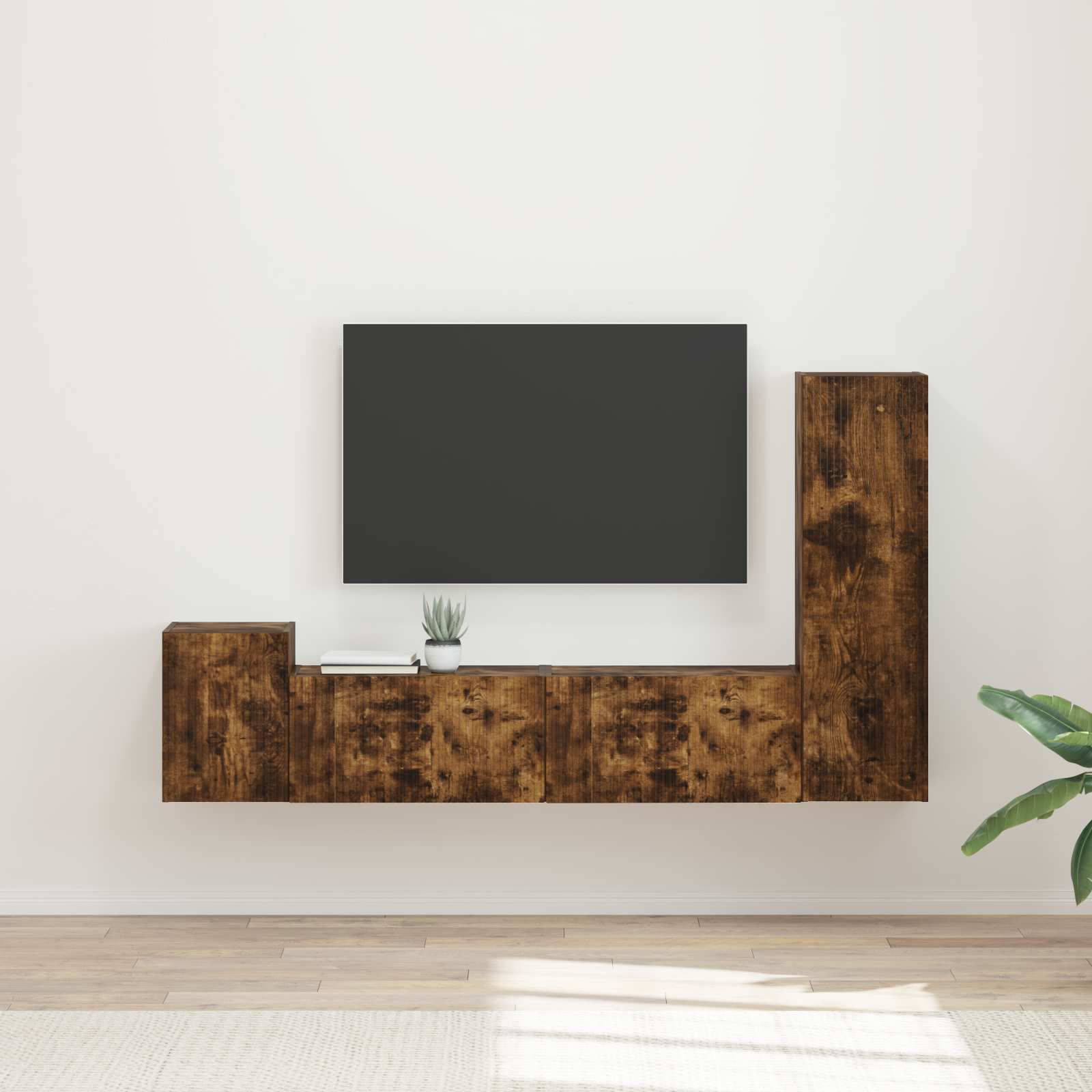 Conjunto de mueble de TV 4 pcs brillante Madera de ingeniería