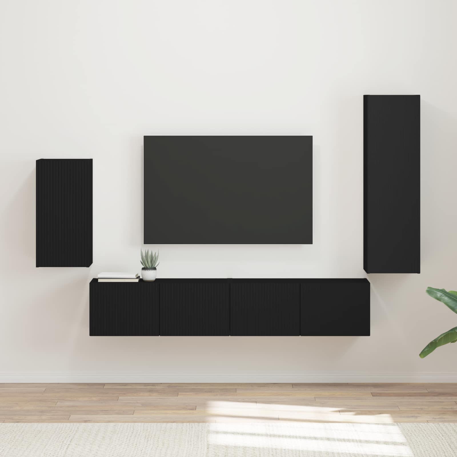 Conjunto de mueble de TV 4 pcs brillante Madera de ingeniería