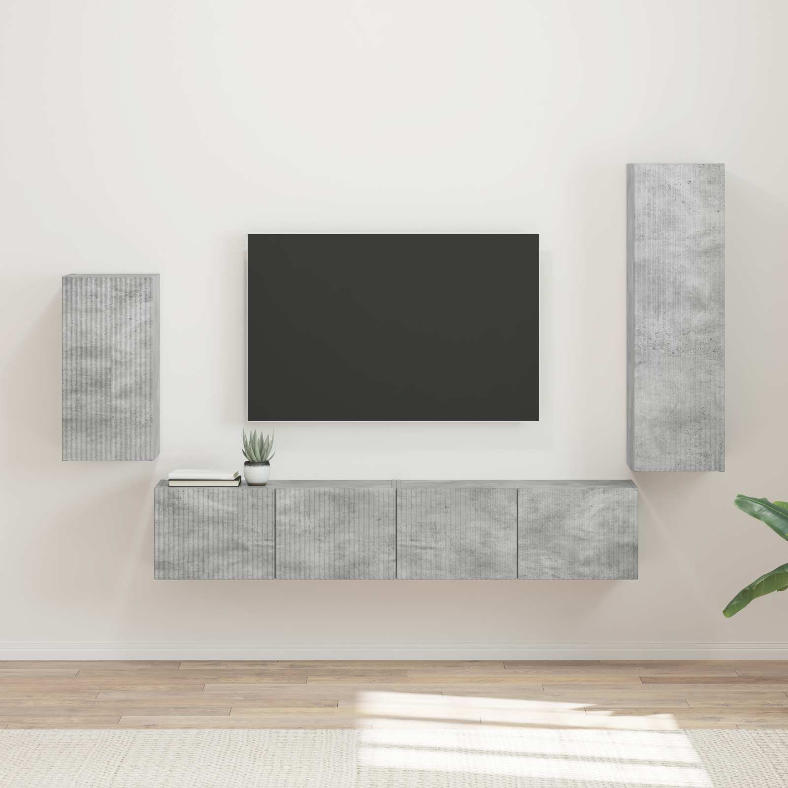 Conjunto de mueble de TV 4 pcs brillante Madera de ingeniería