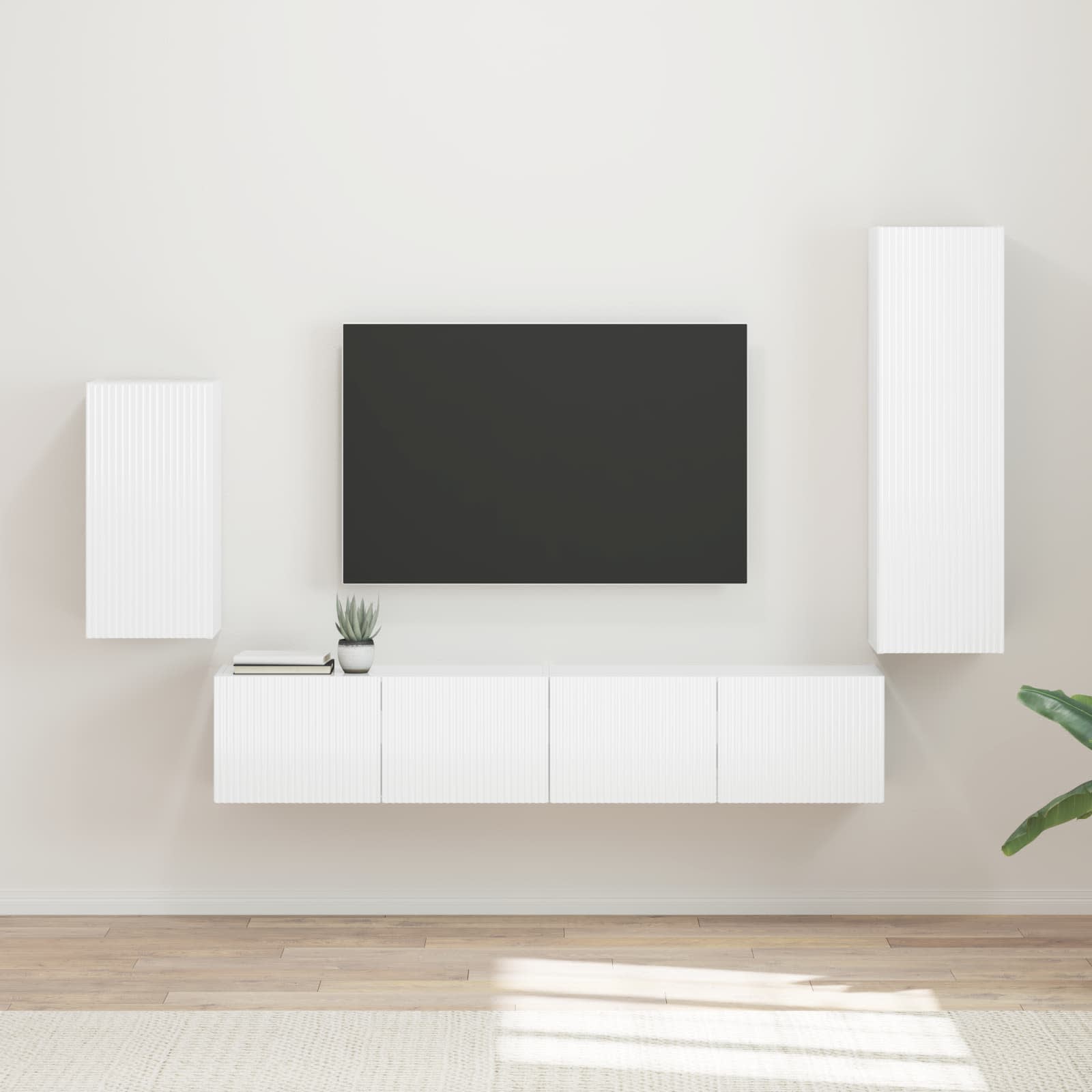Conjunto de mueble de TV 4 pcs brillante Madera de ingeniería