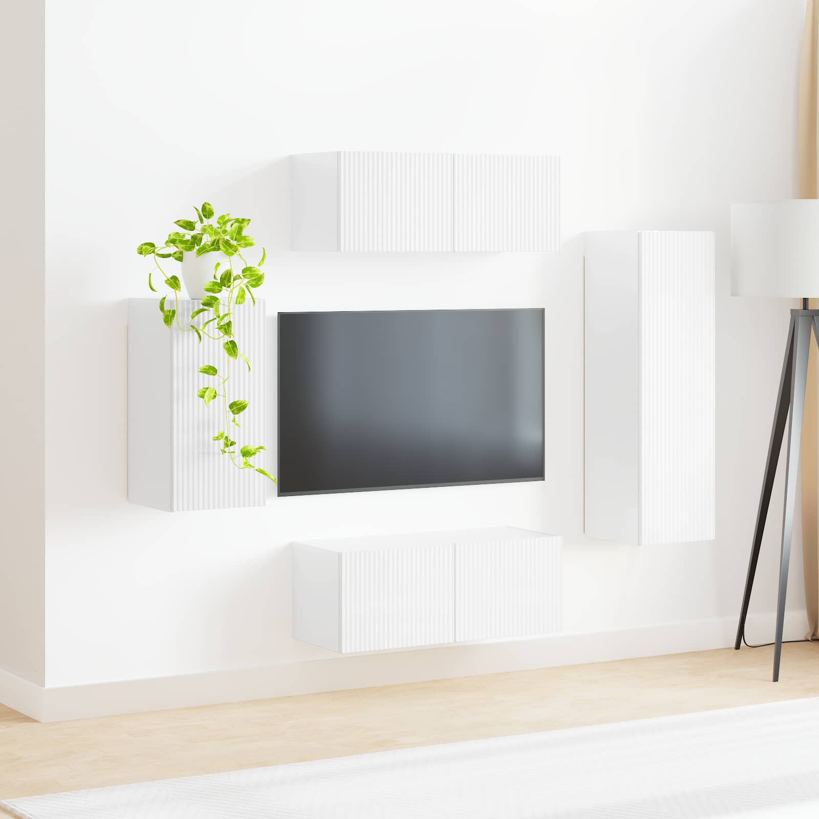 Conjunto de mueble de TV 4 pcs brillante Madera de ingeniería