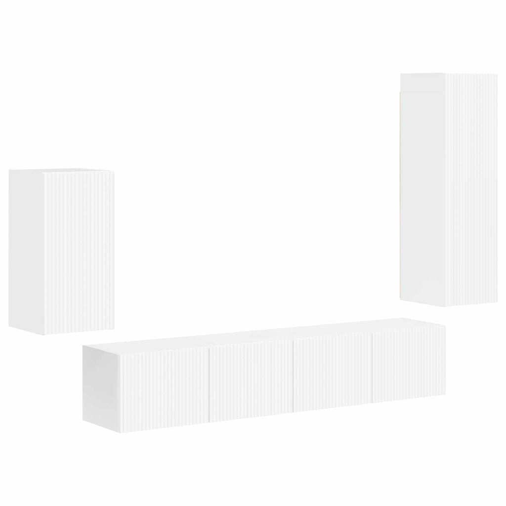 Conjunto de mueble de TV 4 pcs brillante Madera de ingeniería