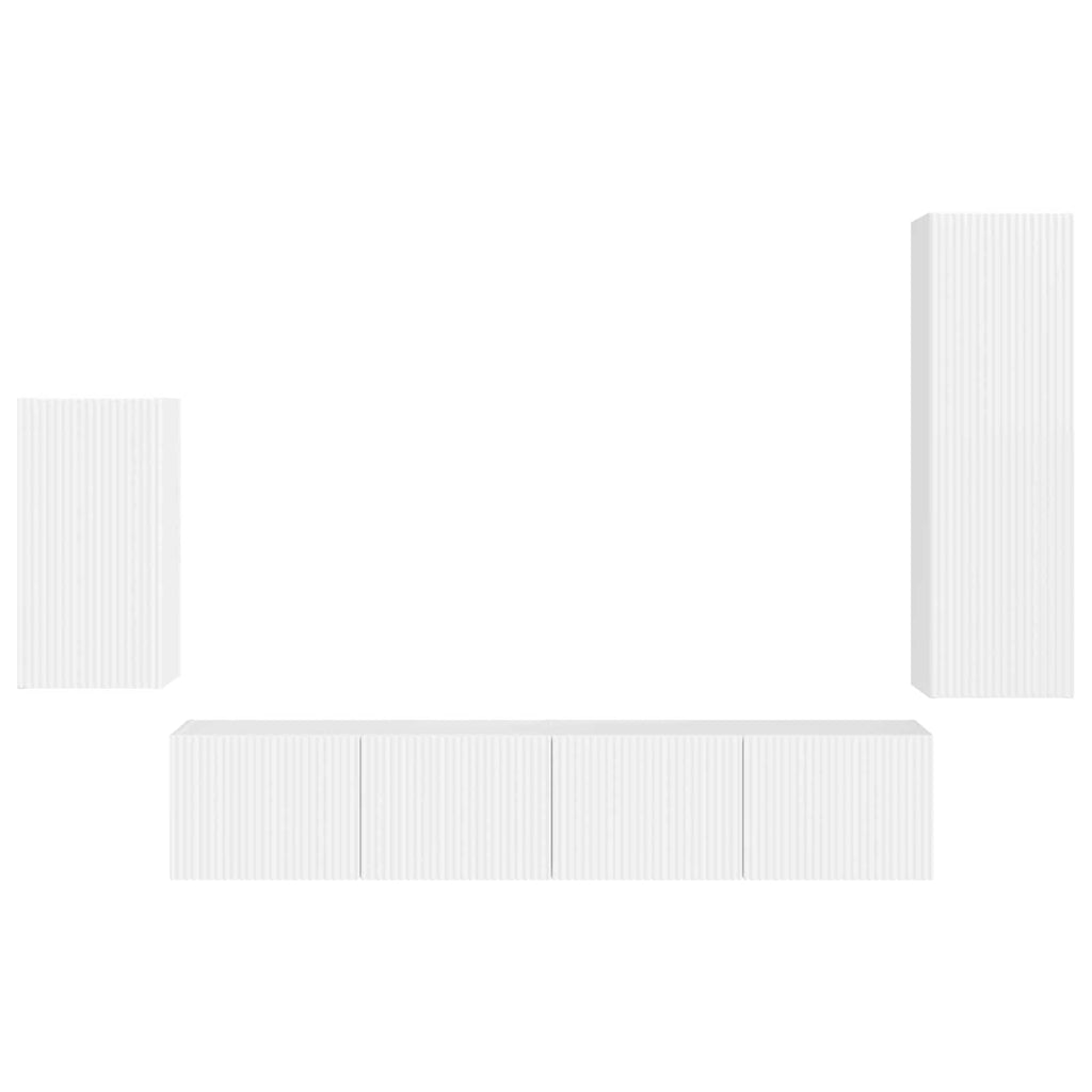 Conjunto de mueble de TV 4 pcs brillante Madera de ingeniería