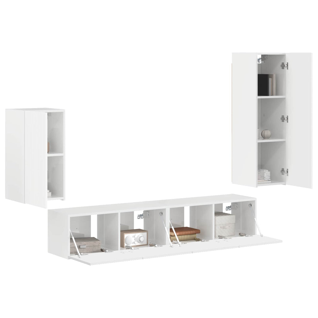Conjunto de mueble de TV 4 pcs brillante Madera de ingeniería
